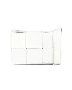 Чехол для карточек с ремешком Bottega Veneta, цвет White & Silver