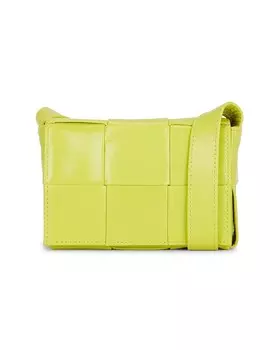 Чехол для карточек с ремешком Bottega Veneta, цвет Acid Kiwi & SIlver