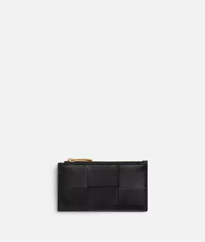 Чехол для карточек с застежкой-молнией в виде кассеты Bottega Veneta, черный