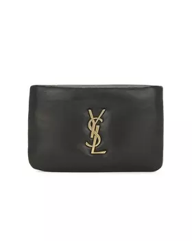 Чехол для кредитных карт Calypso на молнии Saint Laurent, цвет Noir