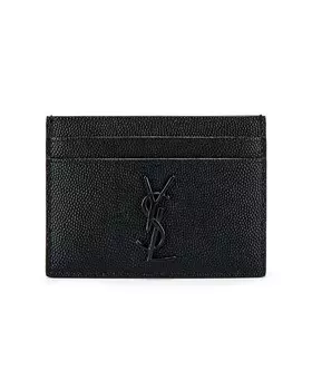 Чехол для кредитных карт с монограммой Saint Laurent, черный