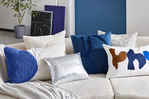 Чехол для подушки boho Novel, синий/кремовый