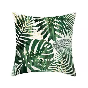 Чехол для подушки Несъемный съемный полиэстеровый чехол с принтом зеленого растения, наволочка для подушки, домашний декор D Stuttg