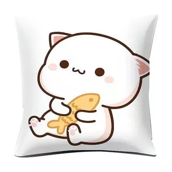 Чехол для подушки с мультяшным принтом пары и кота, мягкая стирка, украшение для дома, милый чехол для подушки с милым котом на День святого Валентина для автомобиля-N Stuttg