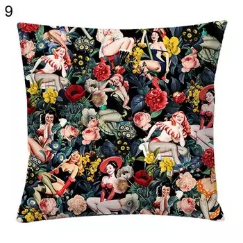 Чехол для подушки с растительным принтом, квадратный чехол для подушки для дивана, украшение для офиса автомобиля-9 Stuttg