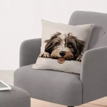 Чехол для подушки тибетского терьера с застежкой-молнией, 16x16 дюймов, хлопок, лен, наволочка для собаки, квадратная наволочка для дивана, кровати, автомобиля, паба, кофе-бара, украшение для гостиной, подарки для собак для детей Rebbygena, Styl...