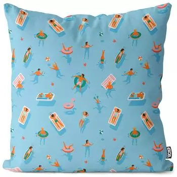 Чехол для подушки VOID Swimmer Pool Party, полиэстер, водонепроницаемая подушка для улицы и дома. Размер: 80 x 80 см.