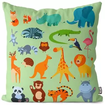 Чехол для подушки VOID Zoo Animal Parade, полиэстер, водонепроницаемая подушка для улицы и дома. Размер: 60 x 60 см.