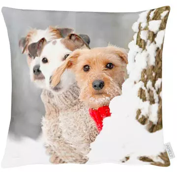 Чехол для подушки в стиле шале X-Mas, серый/бежевый