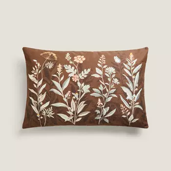 Чехол для подушки Zara Home Floral Print, темно-коричневый