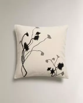 Чехол для подушки Zara Home Floral Print, светло-бежевый/черный