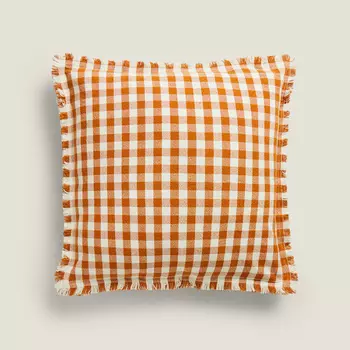 Чехол для подушки Zara Home Gingham Check, оранжевый/белый