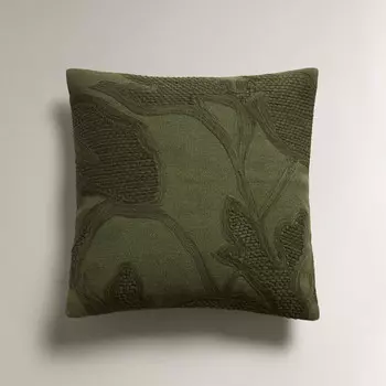 Чехол для подушки Zara Home Leaf Print, 45х45 см, зеленый