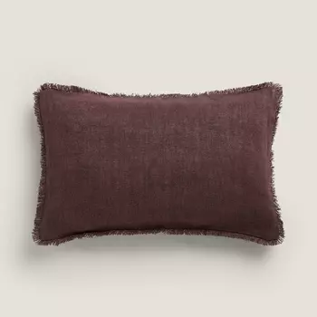 Чехол для подушки Zara Home Linen With Topstitching, бордовый
