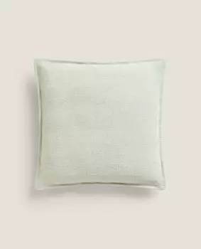 Чехол для подушки Zara Home Linen With Topstitching, светло-зеленый