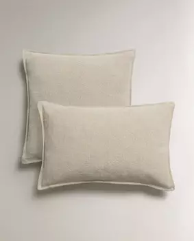 Чехол для подушки Zara Home Linen With Topstitching, бежевый