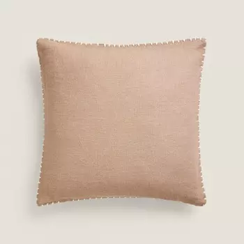 Чехол для подушки Zara Home Plain Linen With Topstitching, 45х45 см, коричневый