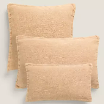 Чехол для подушки Zara Home Textured Linen, розовато-бежевый