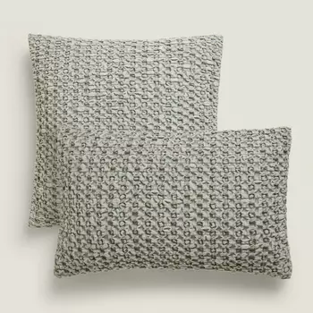 Чехол для подушки Zara Home Waffle-knit, серо-зеленый
