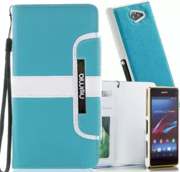 Чехол для Sony Xperia Z (L36H) Numia Bookstyle 2 в 1 Бирюзовый — Белый