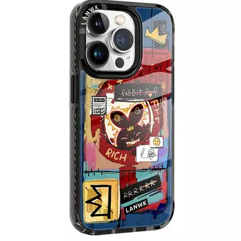 Чехол для телефона Lanwk, Art Rabbit - Black Magnetic Mirror Glass Case Silver Frame