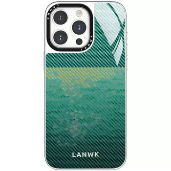 Чехол для телефона Lanwk, Braided lake-blue drop-resistant glass case with black frame