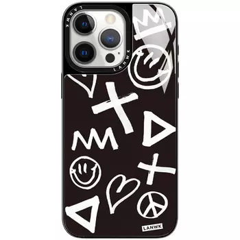 Чехол для телефона Lanwk, Dark Night Graffiti Magnetic glass shell black frame
