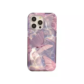 Чехол для телефона Мексика Mesile, Purple laser water butterfly single shell + white frame + purpl