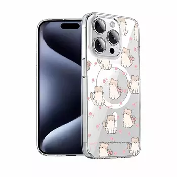 Чехол для телефона Нкино Nkino, Magnetic Case - Transparent 0-188 Pink Floral Kitten