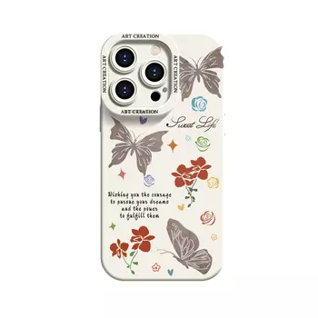 Чехол для телефона с перьями/YOOPOO Feather, MT54 Rose Butterfly Antique White Liquid Silicone