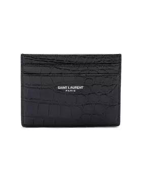 Чехол для визиток из крокодиловой кожи Saint Laurent, черный