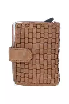 Чехол-кошелек для карточек 'La Perfetto' из металла и плетеной кожи Ashwood Leather, коричневый