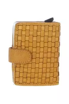Чехол-кошелек для карточек 'La Perfetto' из металла и плетеной кожи Ashwood Leather, желтый