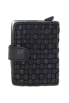 Чехол-кошелек для карточек 'La Perfetto' из металла и плетеной кожи Ashwood Leather, черный