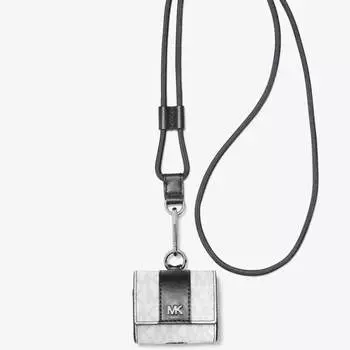 Чехол Michael Kors Hudson Logo Lanyard для Apple Airpods Pro, белый/серый