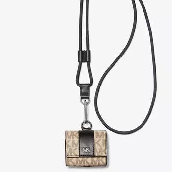 Чехол Michael Kors Hudson Logo Lanyard для Apple Airpods Pro, бежевый/коричневый