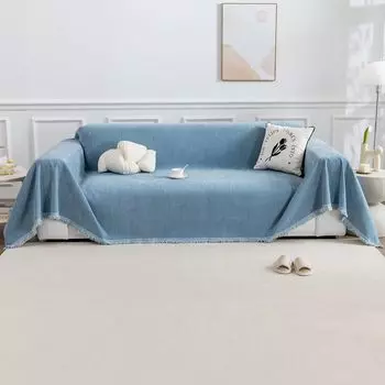 Чехол на диван, покрывало из синели, 1 мягкое одеяло, одеяло на диван, одеяло для собаки, одеяло на диван (180 х 260 см, синее) Qelus