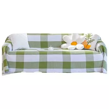 Чехол на диван, супер мягкий безворсовый выцветающий клетчатый узор, пылезащитное декоративное хлопковое одеяло для дивана, защитное украшение для дивана для дома-синий A Stuttg, мультиколор