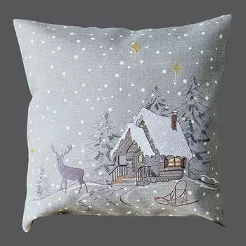Чехол на подушку 40 х 40 см. вышивка Зимний лес 40 х 40 см. Чехол на подушку texpot