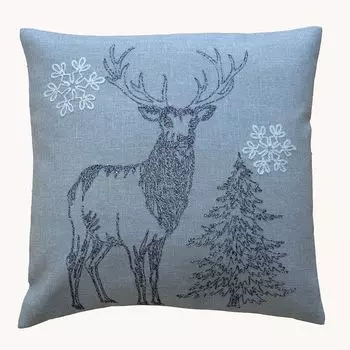 Чехол на подушку 40 х 40 см с вышивкой лось Чехол на подушку 40 х 40 см texpot