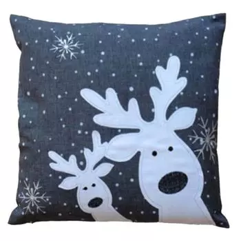Чехол на подушку 40х40 темно-серый Рождественская вышивка, чехол на подушку забавный лось Haus und Deko