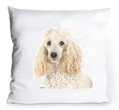 Чехол на подушку 40х40см - белый пудель - декоративная подушка с портретом собаки AdriLeo