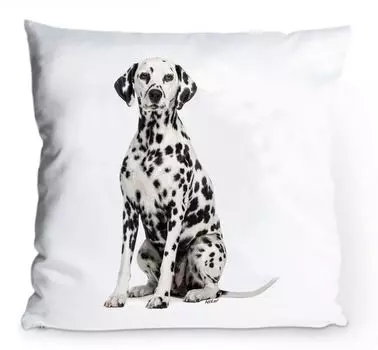 Чехол на подушку 40х40см - Далматин черный/белый - портрет веселой собаки AdriLeo