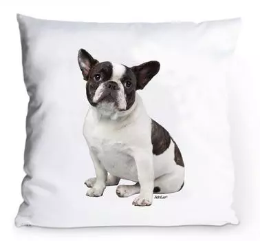 Чехол на подушку 40х40см - Французский бульдог - украшение в виде портрета собаки черно-белое AdriLeo