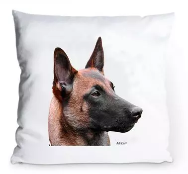 Чехол на подушку 40х40см - Малинуа - Декоративная подушка Портрет Бельгийской овчарки AdriLeo