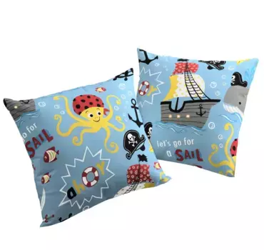 Чехол на подушку Adam "Пираты", (1 шт.), экологически чистый, сертифицирован GOTS 60х40 см, синий