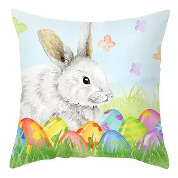 Чехол на подушку, элегантный мультяшный дизайн, прозрачный принт, полиэстер, персиковая кожа, счастливая Пасха, милый кролик, наволочка, домашний декор-B Stuttg