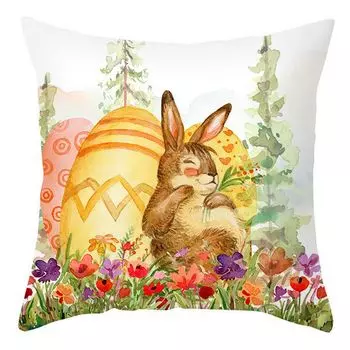 Чехол на подушку, элегантный мультяшный дизайн, прозрачный принт, полиэстер, персиковая кожа, счастливая Пасха, милый кролик, наволочка, домашний декор-G Stuttg