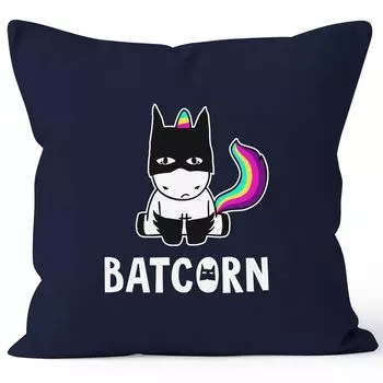 Чехол на подушку Batcorn Unicorn Чехол на декоративную подушку хлопок MoonWorks темно-синий 40см x 40см