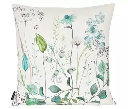 Чехол на подушку - белый - бирюзовый - хлопок - 50 х 50 см - на молнии Yve!